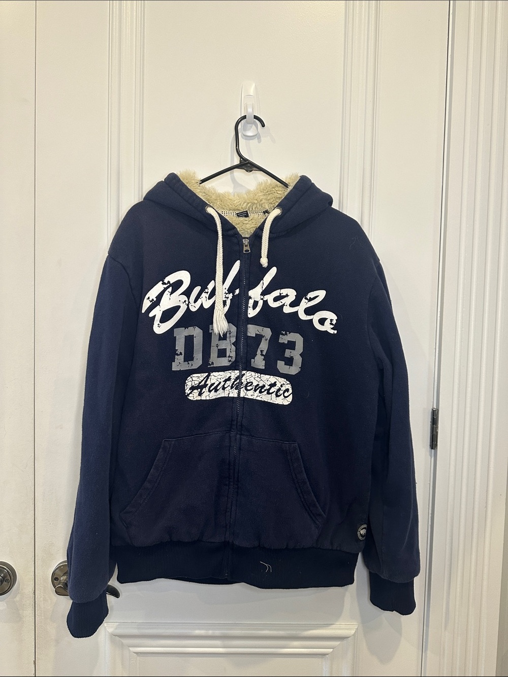 Buffalo David Bitton Navy Hooded Sherpa-Lined Zip Jacket